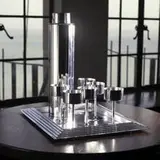 Norman Bel Geddes, Manhattan cocktail set, 1937, chrome plated brass