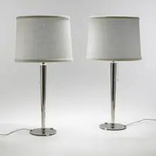 table lamps, pair by Walter von Nessen, c. 1935, chrome-plated metal, sold Mar 2007