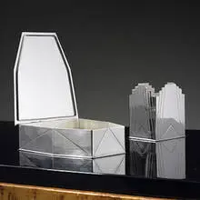 Inc. Bernard Rice's Sons, Skyscraper desk accessories, c. 1930, silver-plated silver