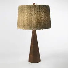 table lamp by Phillip Lloyd Powell, c. 1965, walnut, cotton cord, sold Mar 2007