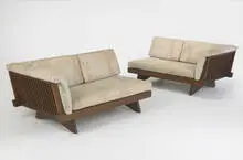 Origins sofa, model #263 by George Nakashima, 1958, walnut, upholstery, sold Mar 2007