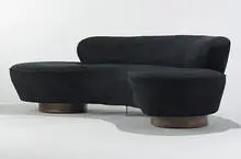 sofa by Vladimir Kagan, c. 1975, upholstery, rosewood, acrylic, sold Mar 2007