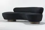 sofa by Vladimir Kagan, c. 1975, upholstery, rosewood, acrylic, sold Mar 2007