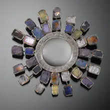 small mirror by Line Vautrin, c. 1965, talosel, resin, mirrored glass, sold Mar 2007