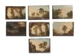 German School, Seven small landscapes from a cabinet