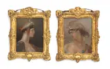 Peter Edward Stroehling, Lais; and Sappho, a pair, oil on copper