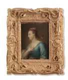 Balthasar Denner, Portrait of a lady, in a blue dress, oil on copper