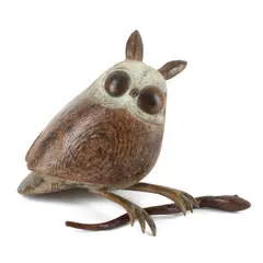 Owl with Worm by Guy Taplin, bronze with a light brown and light grey patina, sold Feb 2022