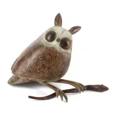 Guy Taplin, Owl with Worm, bronze with a light brown and light grey patina