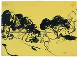 Landschaft by Ernst Ludwig Kirchner, Um 1910, Tuschpinsel auf glattem gelben Papier, auf Japan aufgezogen, sold Jun 2015