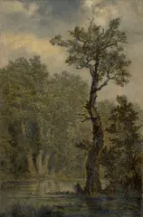 Carl Gustav Carus, Waldlandschaft, Öl auf Papier auf Pappe