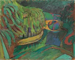 Anton Kerschbaumer, Kanal mit Brücke II, 1920, Öl auf Leinwand
