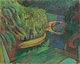 Anton Kerschbaumer, Kanal mit Brücke II, 1920, Öl auf Leinwand