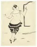 Max Pechstein, Tänzerin, 1910, Tuschfeder und -pinsel auf Papier