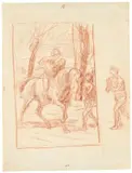 Hans von Marées, Der Heilige Martin, Um 1880, Rötel auf dünnem Velin (Wasserzeichen: P M Fabriano)