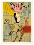Francesco Clemente, Ohne Titel, 1984, Email, Öl und Acryl auf Blech, vom Künstler auf Holzplatte genagelt