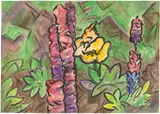 Gartenblumen vor bergiger Landschaft by Karl Schmidt-Rottluff, 1962, Aquarell und Tuschpinsel auf Velin, sold Jun 2018