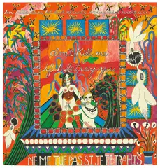 Dorothy Iannone, don't kill me if I betray you, 1976, Gouache und Filzstift in Schwarz auf 2 Bögen Karton, auf Holz montiert