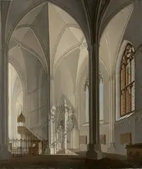 Deutsch, um 1810, Inneres einer gotischen Kirche, Öl auf Leinwand