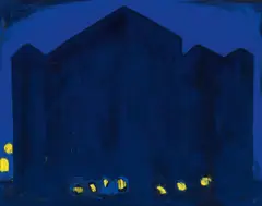 Häuser Berlin by Helmut Middendorf, Um 1979, Acryl auf Nessel, sold Dec 2017