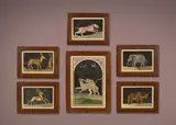 Sechs Commessotafeln mit Tierdarstellungen – bestimmt für die Verkleidung eines Kabinettschranks by Paris Steinschneidewerkstatt in den Gobelins, 1660, Commessi in pietre dure aus Breccia paonazzo (Haut des Elefanten), Carrara-Marmor (Stoßzähne), Diaspro rosso di Sicilia , sold Jun 2017