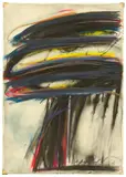 Arnulf Rainer, Die Schlangen, 1968, Farbige Ölkreide auf transparenter Plastikfolie, in den Ecken vom Künstler mit Tesafilm auf einen Bogen Papier montiert