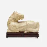 Ming Style, Large mottled grey jade horse, 19th century