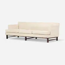 sofa by Edward Wormley, c. 1950, walnut, upholstery, sold Jul 2020