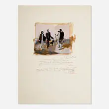 George Deem, Untitled (After Courbet) (Bonjour, Monsieur Courbet), c. 1964, watercolor on paper