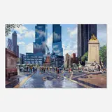 Robert Neffson, Columbus Circle, Spring, oil on linen