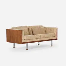 IC Interform Collection settee by Jydsk Mobelvaerk, c. 1965, rosewood, chrome-plated metal, upholstery, sold Jul 2020