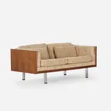 Jydsk Mobelvaerk, IC Interform Collection settee, c. 1965, rosewood, chrome-plated metal, upholstery
