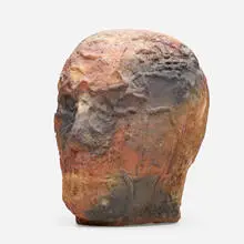 Daniel Rhodes, Bust of Man, c. 1985, hand-built wood-fired stoneware