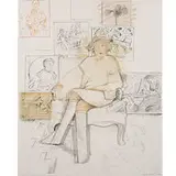Larry Rivers, Drawn from the Collection, 1984, lithograph and collage with hand-coloring on paper mounted to sculpted foamcore