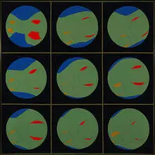 Ernest Trova b. 1927, Untitled (Canto Profile Sections), circa 1970, oil on canvas