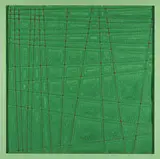 Joseph Zucker b. 1941, Dean! This is What I was Doing While You Were in the Delta (triptych), 1988, acrylic, sashcord, wood