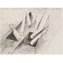 Michael Heizer b. 1944, X-Ray Tendency, 1968, ink on paper