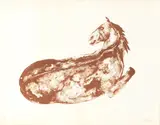 Dame Elisabeth Frink R.A., Reclining Horse, lithograph printed in brown, 1972-1976, on Arches