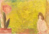 Mary Newcomb, Girl with Flower, oil on board