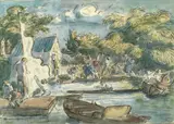 Edward Ardizonne, Boating Lake, pencil, pen and ink and watercolour on paper