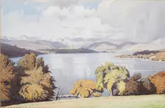 William Heaton Cooper, View over Lake Windermere on a summers day, watercolour over traces of pencil