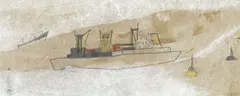 Mary Newcomb, Tivetshall Long Row in the Fog, pencil heightened with white on paper