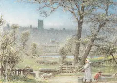 Rws Albert Goodwin, Richmond, Yorkshire, pen, ink, watercolour and bodycolour