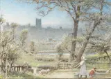 Rws Albert Goodwin, Richmond, Yorkshire, pen, ink, watercolour and bodycolour