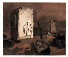 Keith Vaughan, Antonio and Sebastian, 1938, oil and ink on paper laid to card