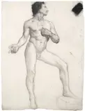 Merry-Joseph Blondel, Two preparatory studies, black chalk