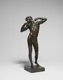 Frederic Leighton, A bronze figure of 'The Sluggard',  the nude male stretching, on canted square base, inscribed THE SLUGGARD, and signed Fred Leighton, and with inscribed foundry marks, FOUNDED BY J. W. SINGER & SONS, FROME SOMERSET, 52cm high (20in high).