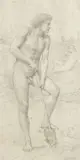 Henry Holiday, Study of Adam, c. 1870, pencil on paper