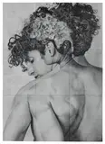 Radek J. Husak, Mirrored Ingress III, 2021, pigment transfer, bodycolour, pastels and carbon pencil on sandblasted aluminium