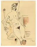 Max Pechstein, Sonja, 1918, Aquarell und Tuschfeder auf Papier